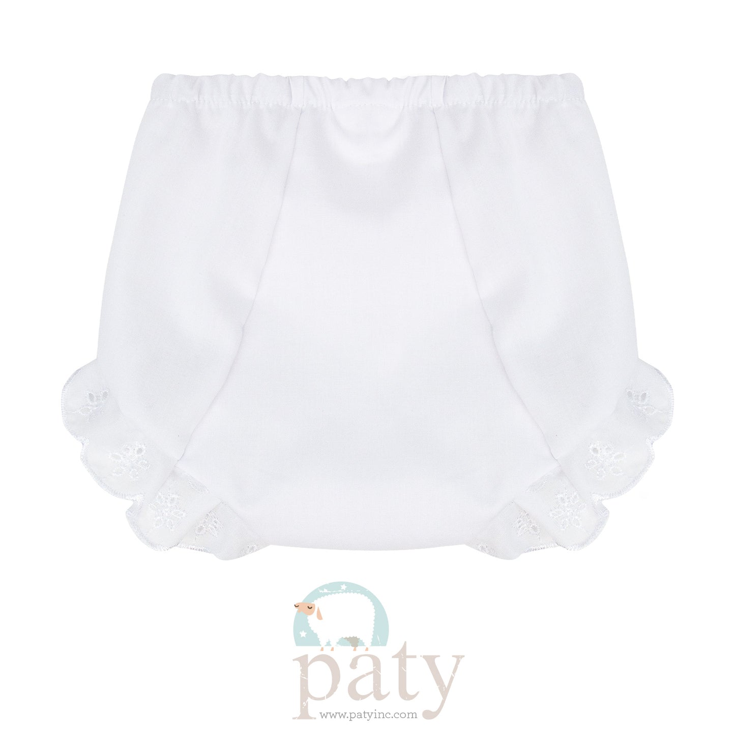Diaper Cover with Eyelet - White