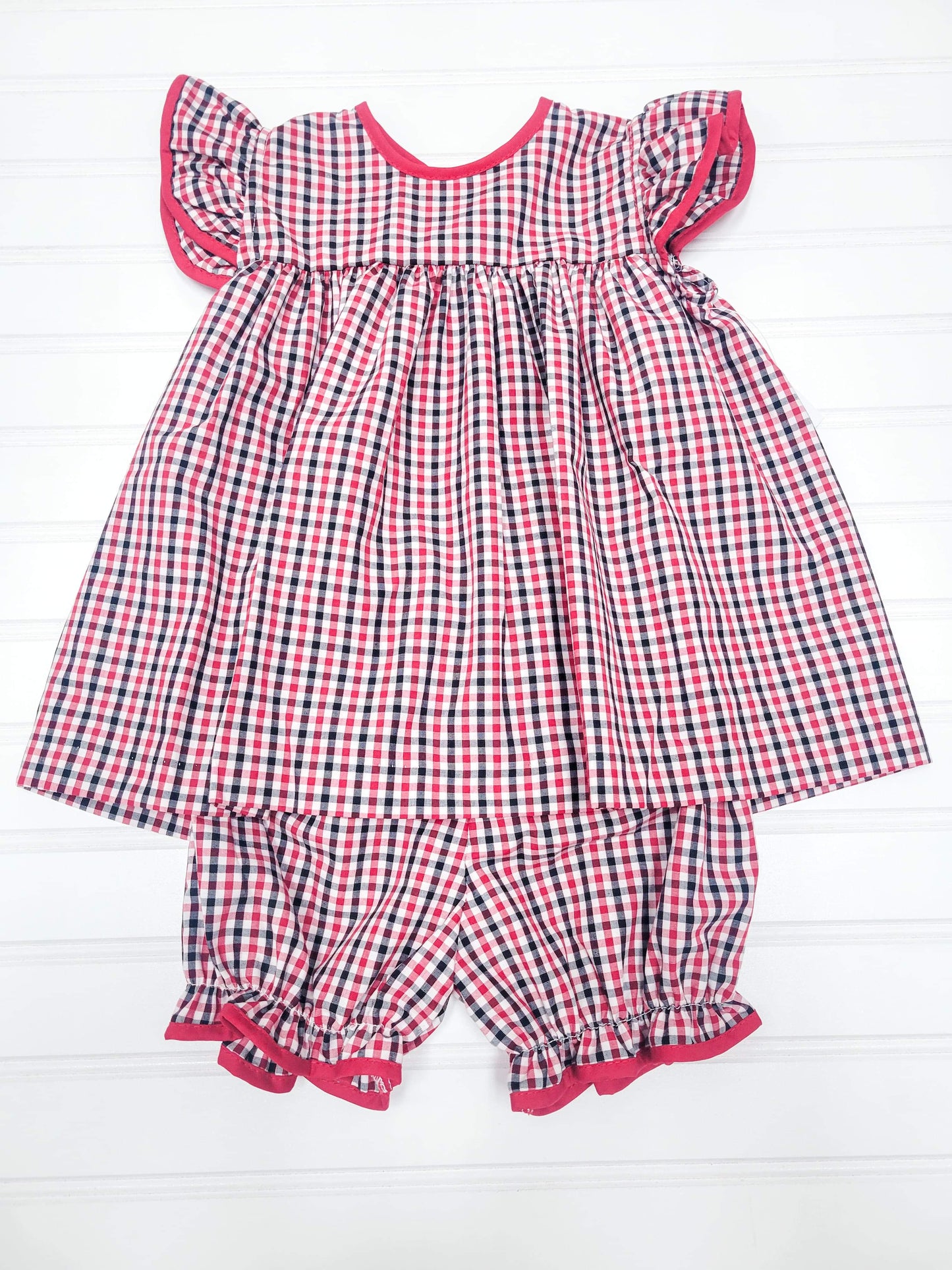 Bloomer Set with Bow - Red/Black Plaid