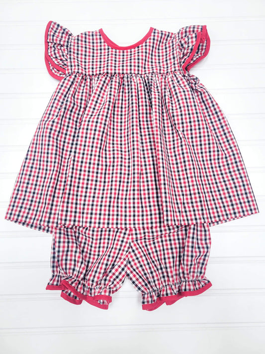 Bloomer Set with Bow - Red/Black Plaid