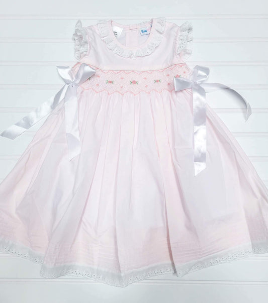 Smocked Geo Dress - Light Pink