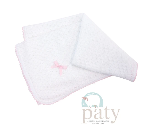 Receiving Blanket - White/Pink