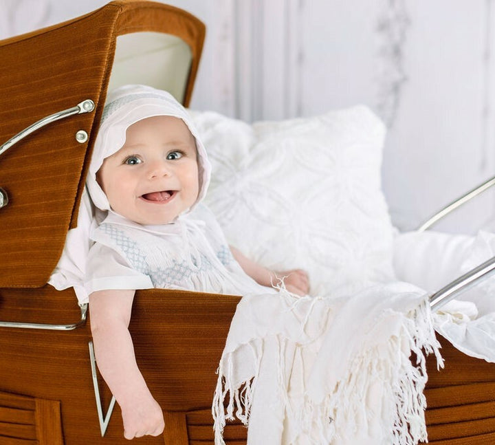 Vintage Smocked Bodice Creeper - White